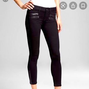Leather Trim Jeans in Black 27